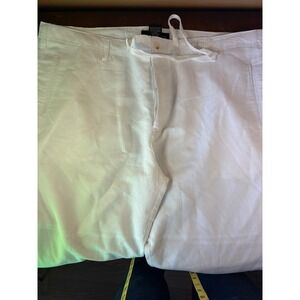 Midnight Velvet Mens White Linen Cotton Blend Drawstring Pants XL Casual Beach